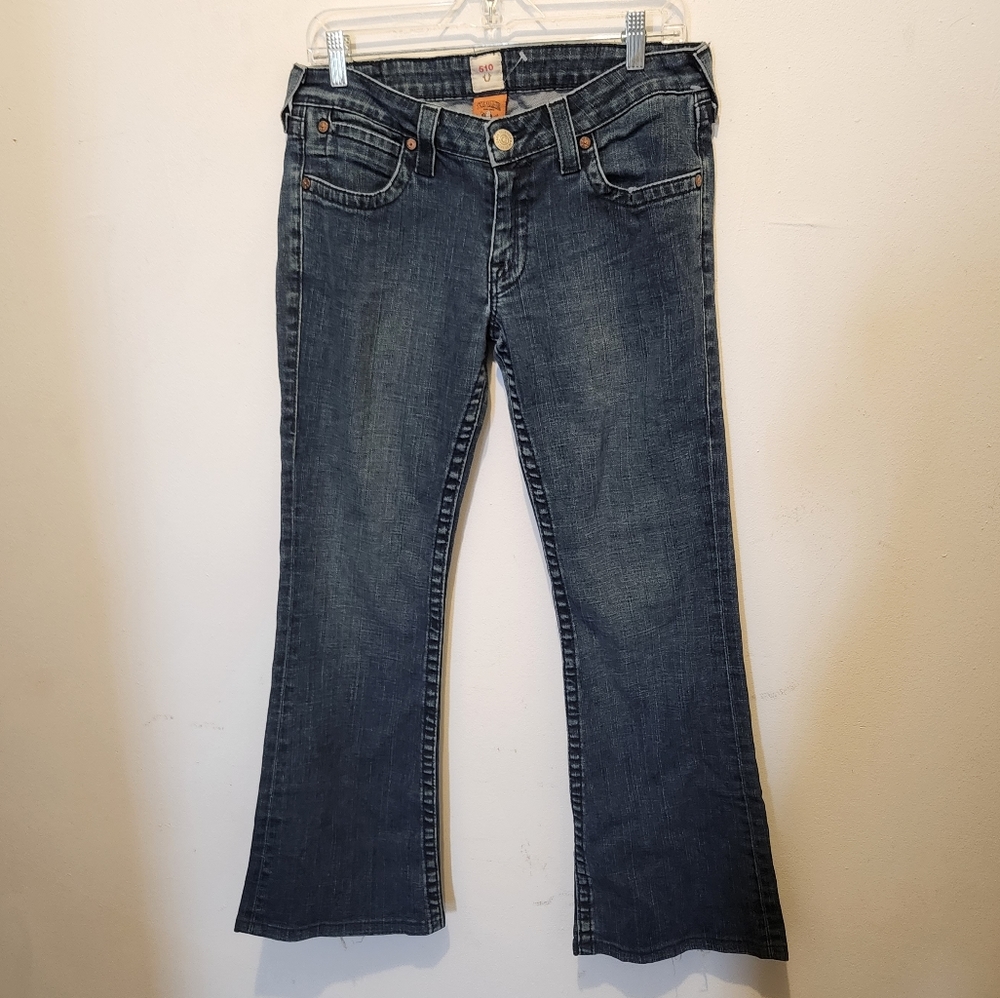 True Religion 510 Bridget Stone & Tint Bootcut Crop Jeans 31